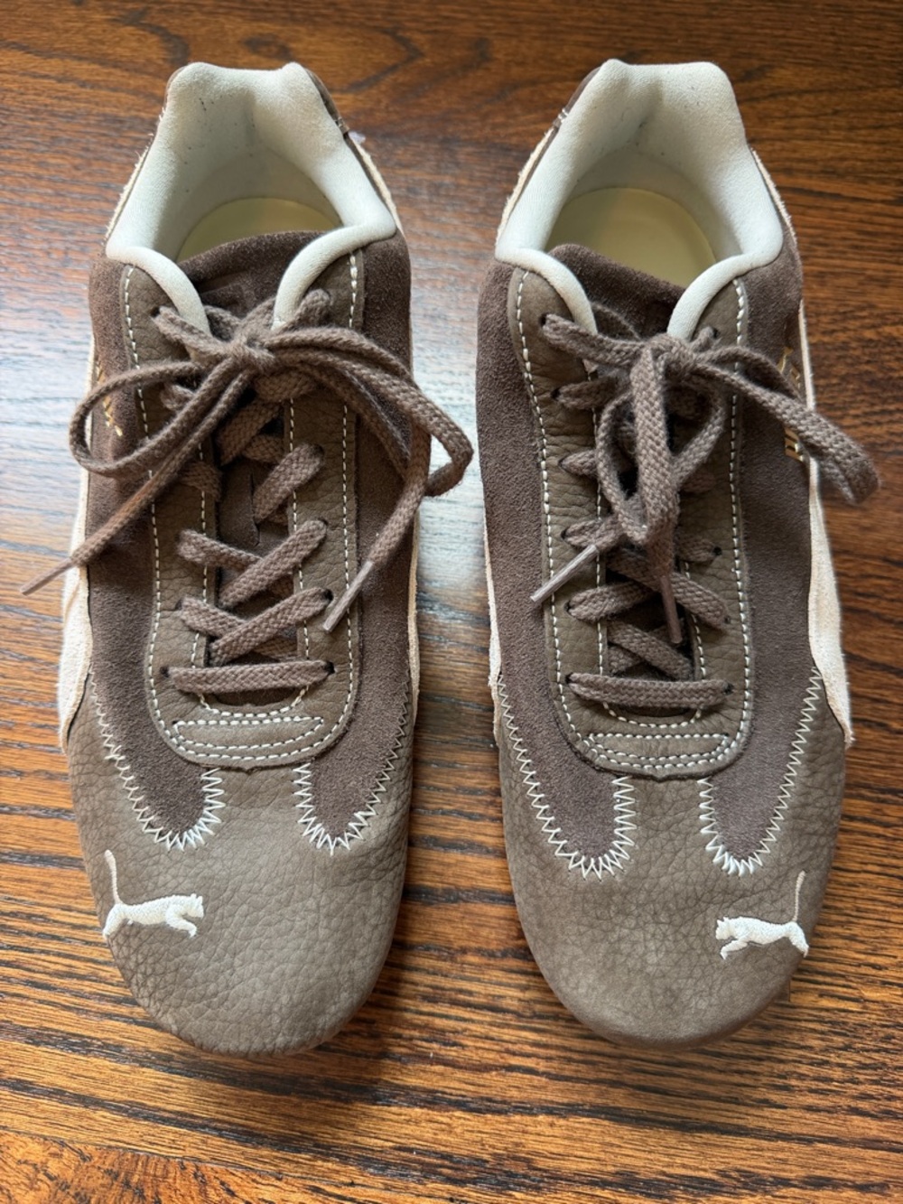 Puma Brown Suede Sneakers with White Accents - Picture 2 of 4